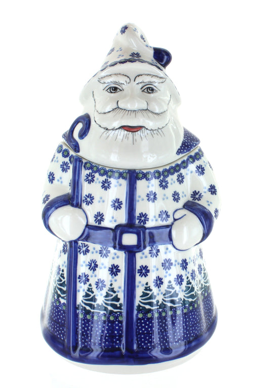 Polish Pottery Festive Fir Santa Cookie Jar