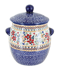 Polish Pottery Red Daisy Medium Container