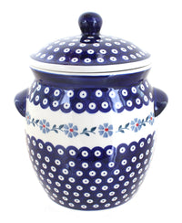 Polish Pottery Blue Violet Cookie Jar