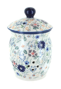 Polish Pottery Carnival Garlic Keeper