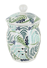 Polish Pottery Woodland Fern Garlic Keeper