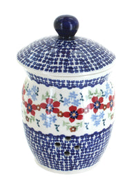 Polish Pottery Red Poppy Garlic Keeper