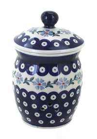 Polish Pottery Blue Violet Garlic Keeper