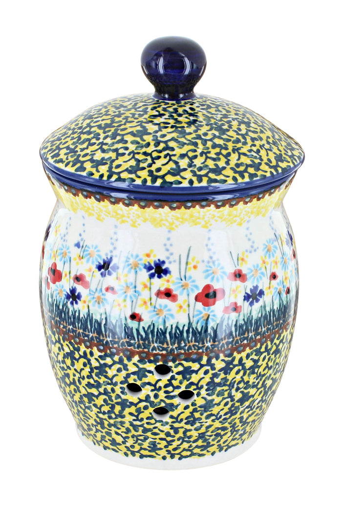 Polish Pottery Prairie Garden Garlic Keeper
