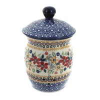 Polish Pottery Red Daisy Garlic Keeper