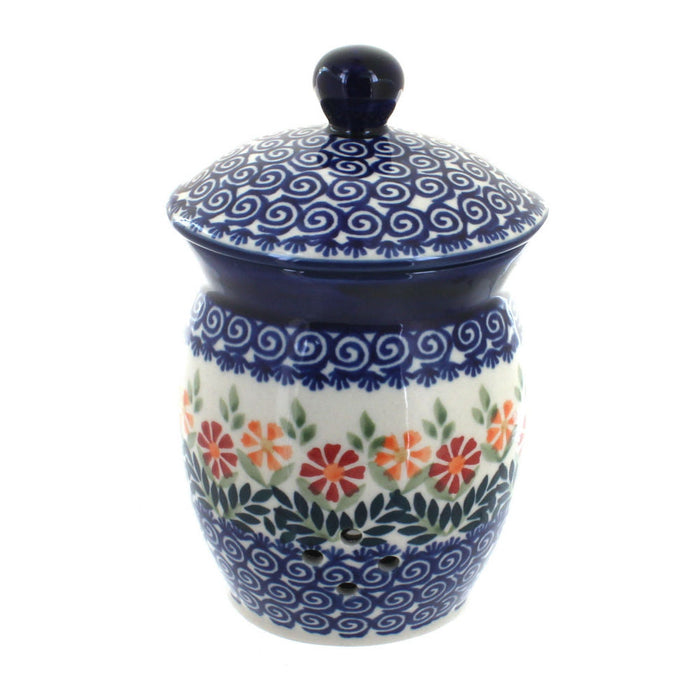 Polish Pottery Garden Bouquet Garlic Keeper