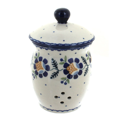 Polish Pottery Sunflower Garlic Keeper