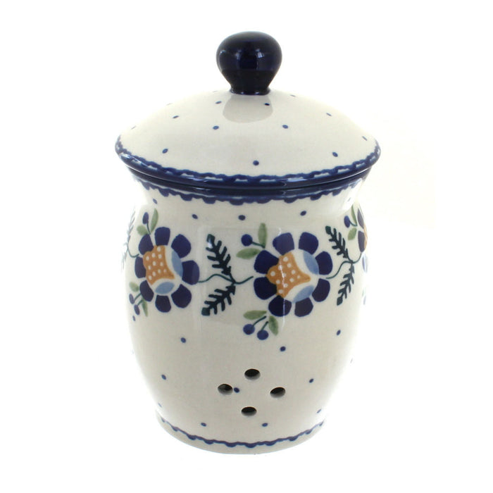 Polish Pottery Sunflower Garlic Keeper