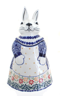 Polish Pottery Garden Bouquet Rabbit Cookie Jar