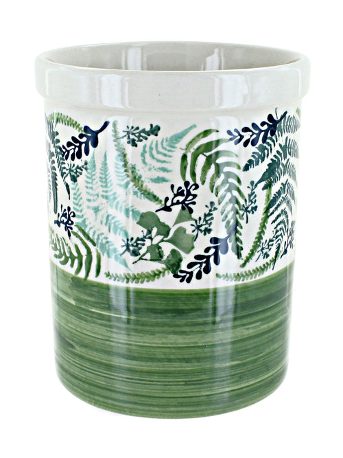 Polish Pottery Floating Fern Utensil Jar