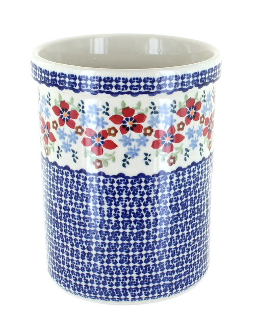 Polish Pottery Red Poppy Utensil Jar