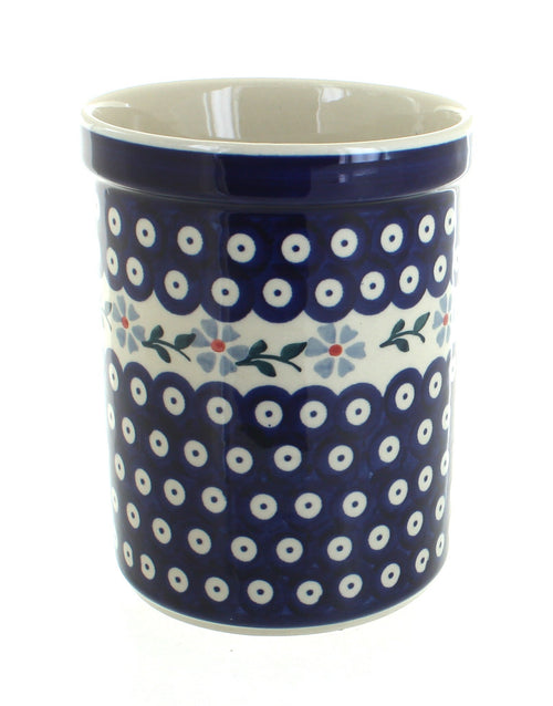 Polish Pottery Blue Violet Utensil Jar