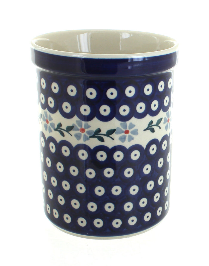 Polish Pottery Blue Violet Utensil Jar