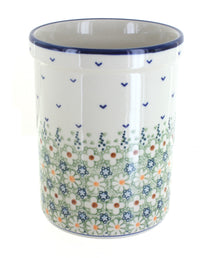 Polish Pottery Green Daisy Utensil Jar