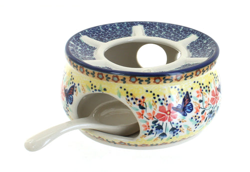 Polish Pottery Blue Butterfly Teapot Warmer