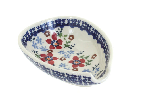 Polish Pottery Red Poppy Small Spoon Rest