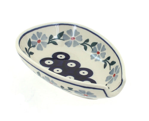 Polish Pottery Blue Violet Small Spoon Rest