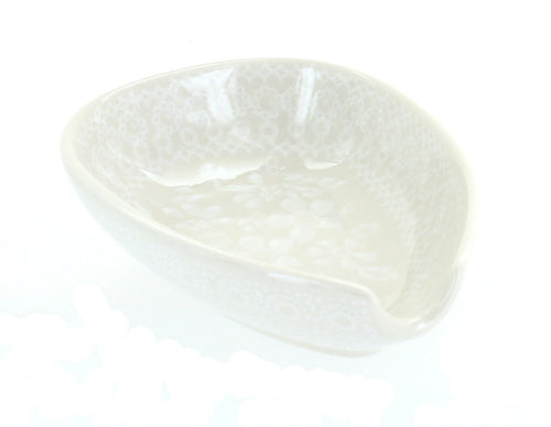 Polish Pottery White Lace Small Spoon Rest
