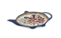 Polish Pottery Red Daisy Teabag Holder