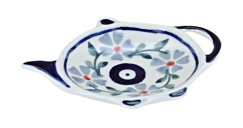 Polish Pottery Blue Violet Teabag Holder