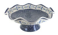 Polish Pottery Tulip Large Fluted Pedestal Bowl