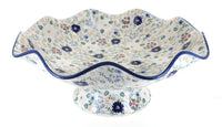 Polish Pottery Carnival Large Fluted Pedestal Bowl