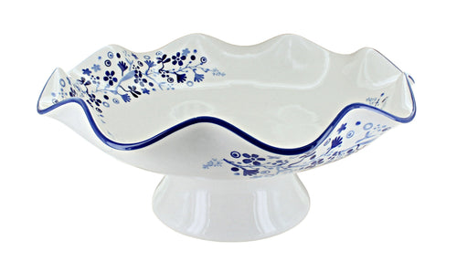 Polish Pottery Susanna Large Fluted Pedestal Bowl