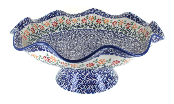 Garden Bouquet Large Fluted Pedestal Bowl