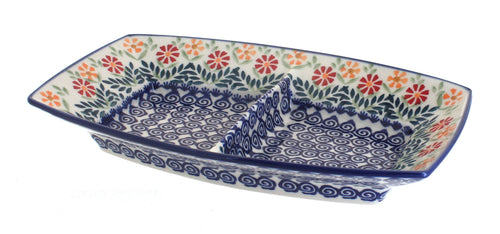 Polish Pottery Garden Bouquet Divided Dish