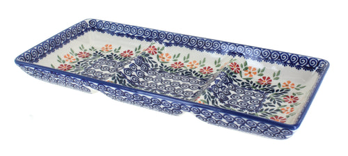 Polish Pottery Garden Bouquet 3 Section Serving Dish