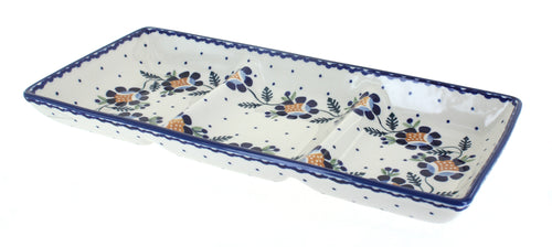 Polish Pottery Sunflower 3 Section Serving Dish
