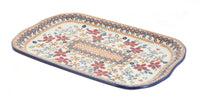 Polish Pottery Red Daisy Small Rectangular Tray