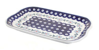 Polish Pottery Blue Violet Small Rectangular Tray