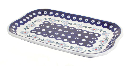 Polish Pottery Blue Violet Small Rectangular Tray