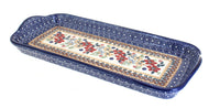 Polish Pottery Red Daisy Bread Tray with Handles