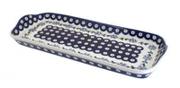 Polish Pottery Blue Violet Bread Tray with Handles