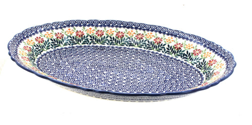 Polish Pottery Garden Bouquet Large Oval Serving Platter