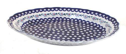 Polish Pottery Blue Violet Large Oval Serving Platter