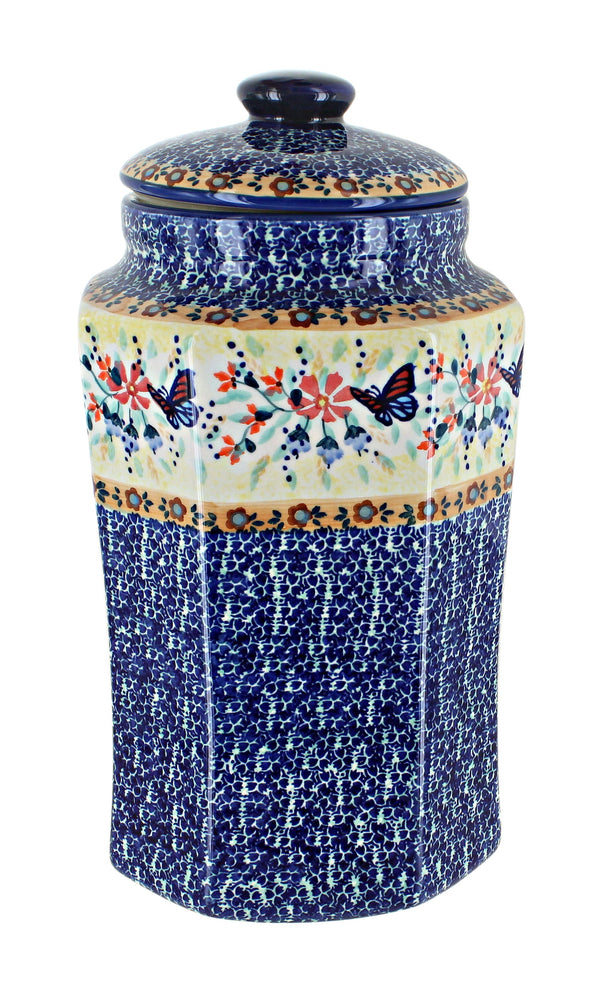 Blue Butterfly Large Canister with Seal