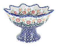 Polish Pottery Garden Bouquet Pedestal Fruit Bowl