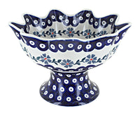 Polish Pottery Blue Violet Pedestal Fruit Bowl