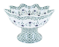 Polish Pottery Sage Floral Pedestal Fruit Bowl