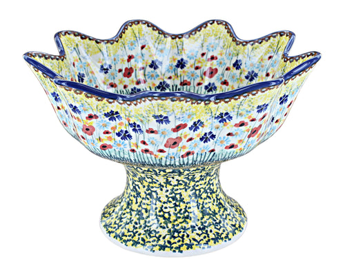 Polish Pottery Prairie Garden Pedestal Fruit Bowl