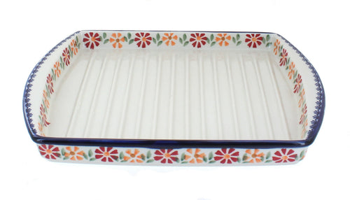 Polish Pottery Garden Bouquet Bacon Cooker
