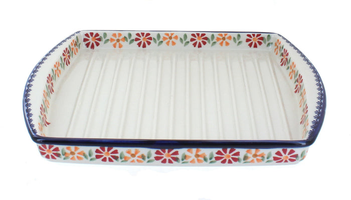 Polish Pottery Garden Bouquet Bacon Cooker