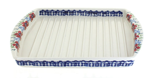 Polish Pottery Red Poppy Bacon Cooker