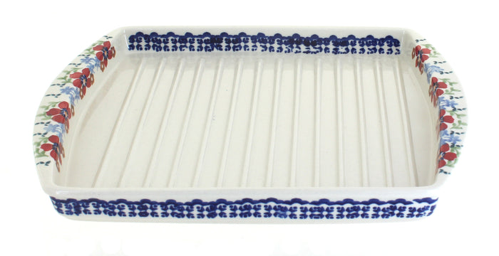 Polish Pottery Red Poppy Bacon Cooker