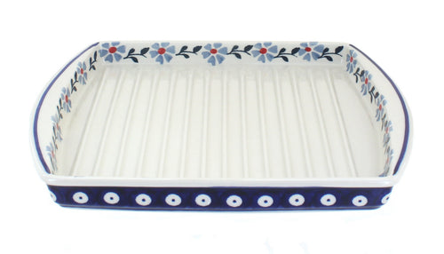 Polish Pottery Blue Violet Bacon Cooker