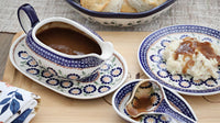 Peach Blossom Gravy Boat & Ladle Polish Pottery
