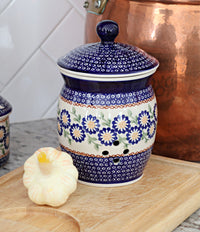 Peach Blossom Garlic Keeper Polish Pottery